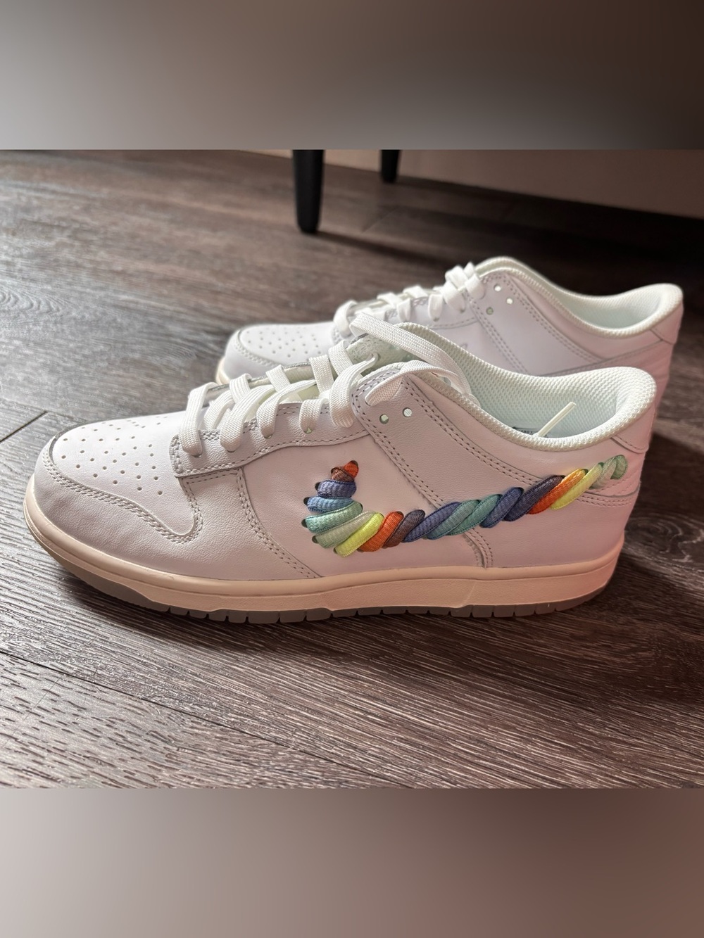 Nike Dunk Low SE Rainbow Lace Swoosh White